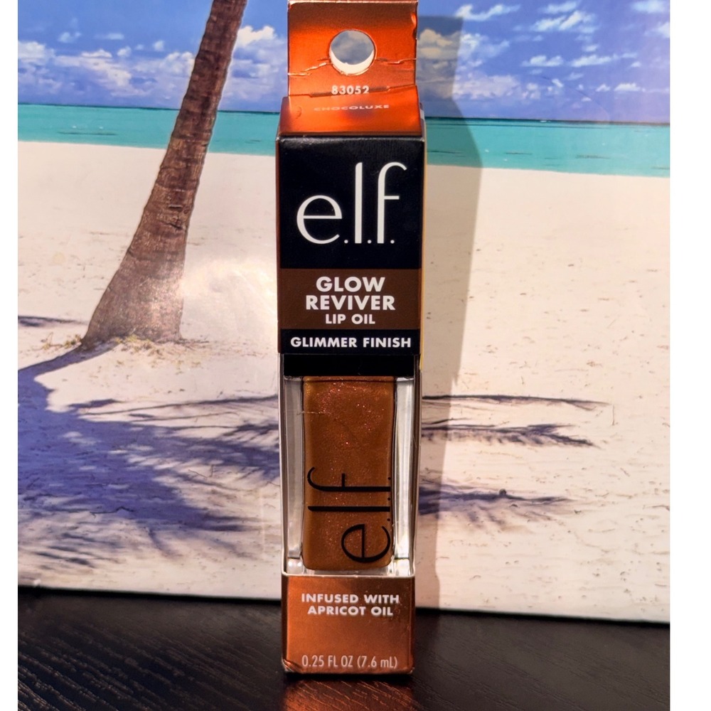 e.l.f. Glow Reviver Lip Oil ChocoLuxe 83052 Glimmer Finish Brown Shimmer New